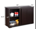 Kitchen Storage Cabinet Sideboard Buffet Cupboard Wood Sliding Door Pantry Brown