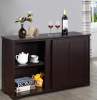 Kitchen Storage Cabinet Sideboard Buffet Cupboard Wood Sliding Door Pantry Brown