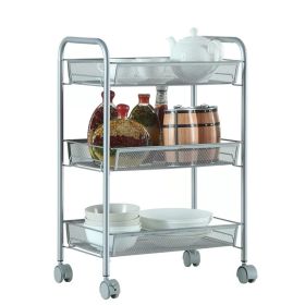 3-Tier Rolling Cart Metal Utility Cart with Wheels Storage Cart for Office Kitchen