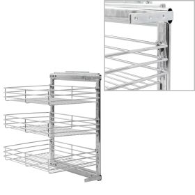 3-Tier Pull-out Kitchen Wire Basket Silver 18.5x13.8x22