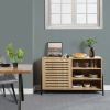 Sideboard Open Door Cabinet with Three Shelves Storage for Kitchen &amp; Dining Storage