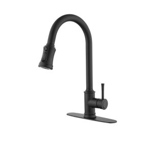 Pull Down Sprayer Single Handle High Arc Pull Out Kitchen Faucet For Single Level Stainless Steel Kitchen Sink