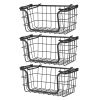 Oceanstar Stackable Metal Wire Storage Basket Set for Pantry, Countertop, Kitchen or Bathroom â€“ Black, Set of 3