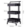 3-Tier Home Kitchen Storage Utility cart with handle-Black-YS