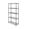 Adjustable 36W x 14D x 72H 5-Tier Freestanding Shelf;  Metal with Plastic Connectors;  Black