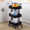 3-Tier Home Kitchen Storage Utility cart with handle-Black-YS