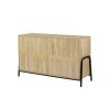 Sideboard Open Door Cabinet with Three Shelves Storage for Kitchen &amp; Dining Storage