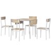 5-piece Modern Metal Dining Set with 1 Drop Leaf Dining Table and 4 chairs Home Kitchen Furniture Dinette Set (Oak Finish)