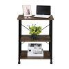 Baker's Rack 3-Tier Kitchen Utility Microwave Oven Stand Storage Cart Workstation Shelf(Vintage Board Top Black Metal Frame)