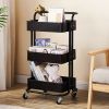 3-Tier Home Kitchen Storage Utility cart with handle-Black-YS