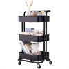 3-Tier Home Kitchen Storage Utility cart with handle-Black-YS