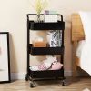 3-Tier Home Kitchen Storage Utility cart with handle-Black-YS