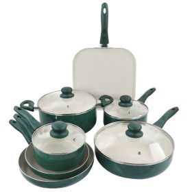 Gibson Home Gazebo Ceramic Nonstick Aluminum 11 Piece Cookware Set in Moss Green