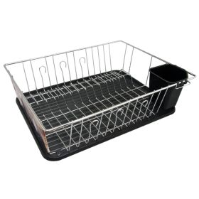 Better Chef 16 Inch Chrome Dish Rack with Black Draining Tray