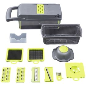 Kitchen Multi - function Dicing and Cutting Vegetables Magic Tool Potato Wire Cutter Grater (Color: Grey)