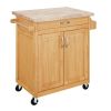 Kitchen island cart with drawers and storage rack spice rack;  towel rack;  butcher block countertop;  white and natural