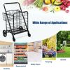 Jumbo Basket Folding Shopping Cart With Swiveling Wheels And Dual Storage Baskets