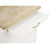 Kitchen island cart with drawers and storage rack spice rack;  towel rack;  butcher block countertop;  white and natural