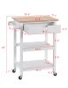 Rolling Kitchen Cart Microwave Storage Island with Wheels White for Dining Rooms Kitchens and Living Rooms